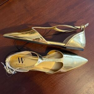 Shiny Gold Mary Jane Flats by Worthington  Size 7 NWT - Adorable!